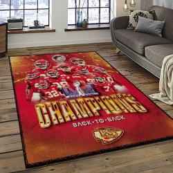 NFL Kansas City Chiefs Football Team Logo Sport Carpet Rectangle Area Rug For Living Room KCC05