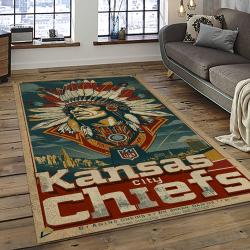 NFL Kansas City Chiefs Rectangle Rug Personalized Non-Slip Carpet Gift For Football Fans KCC16