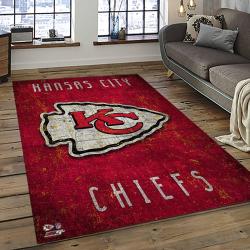 NFL Kansas City Chiefs Football Team Logo Sport Carpet Rectangle Area Rug For Living Room KCC36
