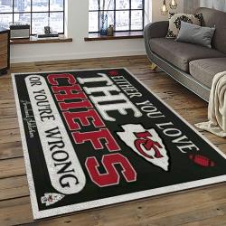 NFL Kansas City Chiefs Football Team Logo Sport Carpet Rectangle Area Rug For Living Room KCC64