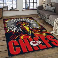 NFL Kansas City Chiefs Football Team Logo Sport Carpet Rectangle Area Rug For Living Room KCC95