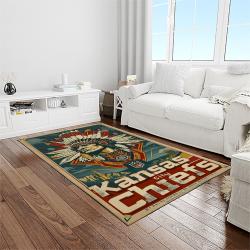 nfl kansas city chiefs football team logo sport carpet rectangle area rug for living room light room kcc16