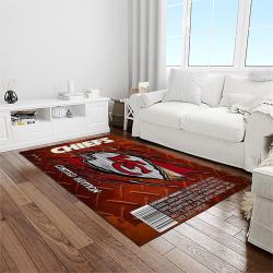 nfl kansas city chiefs football team logo sport carpet rectangle area rug for living room light room kcc21