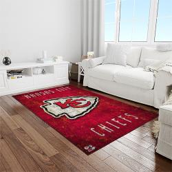 nfl kansas city chiefs football team logo sport carpet rectangle area rug for living room light room kcc36