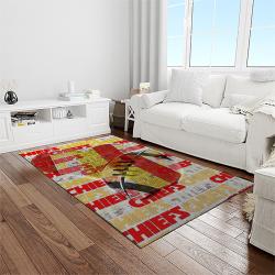 nfl kansas city chiefs football team logo sport carpet rectangle area rug for living room light room kcc51