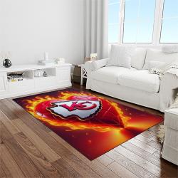 nfl kansas city chiefs football team logo sport carpet rectangle area rug for living room light room kcc88