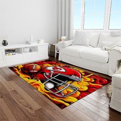 nfl kansas city chiefs football team logo sport carpet rectangle area rug for living room light room kcc94
