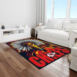 nfl kansas city chiefs football team logo sport carpet rectangle area rug for living room light room kcc95