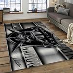 nfl las vegas raiders football team logo sport carpet rectangle area rug for living room dark room lvrd31