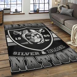NFL Las Vegas Raiders Rectangle Rug Personalized Non-Slip Carpet Gift For Football Fans LVRD58