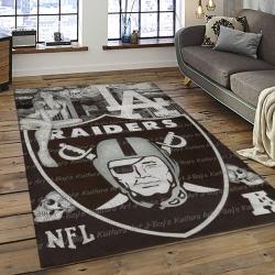 NFL Las Vegas Raiders Rectangle Rug Personalized Non-Slip Carpet Gift For Football Fans LVRD64