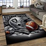 nfl las vegas raiders football team logo sport carpet rectangle area rug for living room dark room lvrd68