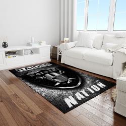 nfl las vegas raiders football team logo sport carpet rectangle area rug for living room light room lvrd34