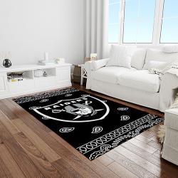 nfl las vegas raiders football team logo sport carpet rectangle area rug for living room light room lvrd74