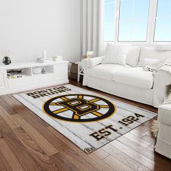 nhl boston bruins hockey team logo sport carpet rectangle area rug for living room light room bb01