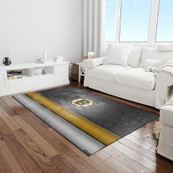 nhl boston bruins hockey team logo sport carpet rectangle area rug for living room light room bb03