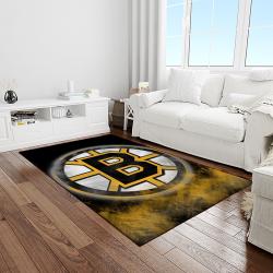 nhl boston bruins hockey team logo sport carpet rectangle area rug for living room light room bb10