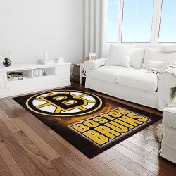 nhl boston bruins hockey team logo sport carpet rectangle area rug for living room light room bb11