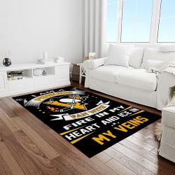 nhl boston bruins hockey team logo sport carpet rectangle area rug for living room light room bb18
