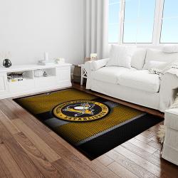 nhl boston bruins hockey team logo sport carpet rectangle area rug for living room light room bb22