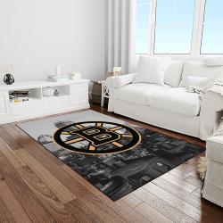 nhl boston bruins hockey team logo sport carpet rectangle area rug for living room light room bb26