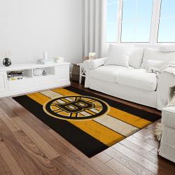 nhl boston bruins hockey team logo sport carpet rectangle area rug for living room light room bb30