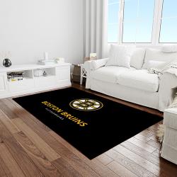 nhl boston bruins hockey team logo sport carpet rectangle area rug for living room light room bb31