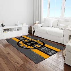 nhl boston bruins hockey team logo sport carpet rectangle area rug for living room light room bb32