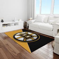 nhl boston bruins hockey team logo sport carpet rectangle area rug for living room light room bb34