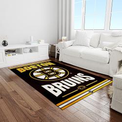 nhl boston bruins hockey team logo sport carpet rectangle area rug for living room light room bb35