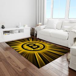 nhl boston bruins hockey team logo sport carpet rectangle area rug for living room light room bb38