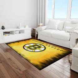 nhl boston bruins hockey team logo sport carpet rectangle area rug for living room light room bb39