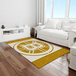 nhl boston bruins hockey team logo sport carpet rectangle area rug for living room light room bb45
