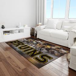nhl boston bruins hockey team logo sport carpet rectangle area rug for living room light room bb49