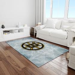 nhl boston bruins hockey team logo sport carpet rectangle area rug for living room light room bb53