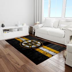 nhl boston bruins hockey team logo sport carpet rectangle area rug for living room light room bb65