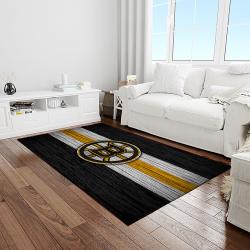 nhl boston bruins hockey team logo sport carpet rectangle area rug for living room light room bb69