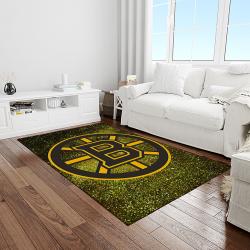 nhl boston bruins hockey team logo sport carpet rectangle area rug for living room light room bb77