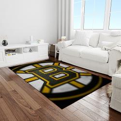 nhl boston bruins hockey team logo sport carpet rectangle area rug for living room light room bb78