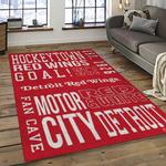 nhl detroit red wings hockey team logo sport carpet rectangle area rug for living room dark room dwr01