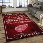 nhl detroit red wings hockey team logo sport carpet rectangle area rug for living room dark room dwr15