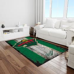 nhl minnesota wild hockey team logo sport carpet rectangle area rug for living room light room mw05