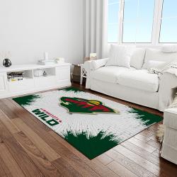 nhl minnesota wild hockey team logo sport carpet rectangle area rug for living room light room mw06