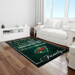 nhl minnesota wild hockey team logo sport carpet rectangle area rug for living room light room mw14