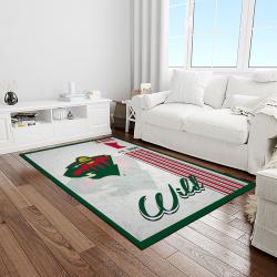 nhl minnesota wild hockey team logo sport carpet rectangle area rug for living room light room mw15