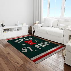nhl minnesota wild hockey team logo sport carpet rectangle area rug for living room light room mw23