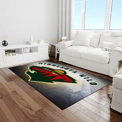 nhl minnesota wild hockey team logo sport carpet rectangle area rug for living room light room mw24