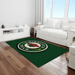 nhl minnesota wild hockey team logo sport carpet rectangle area rug for living room light room mw37