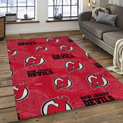 NHL New Jersey Devils Hockey Team Logo Sport Carpet Rectangle Area Rug For Living Room NJD02