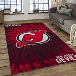 nhl new jersey devils hockey team logo sport carpet rectangle area rug for living room dark room njd03